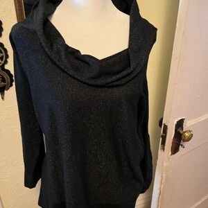 Dana Buchman Black Sweater with Cowl Neck